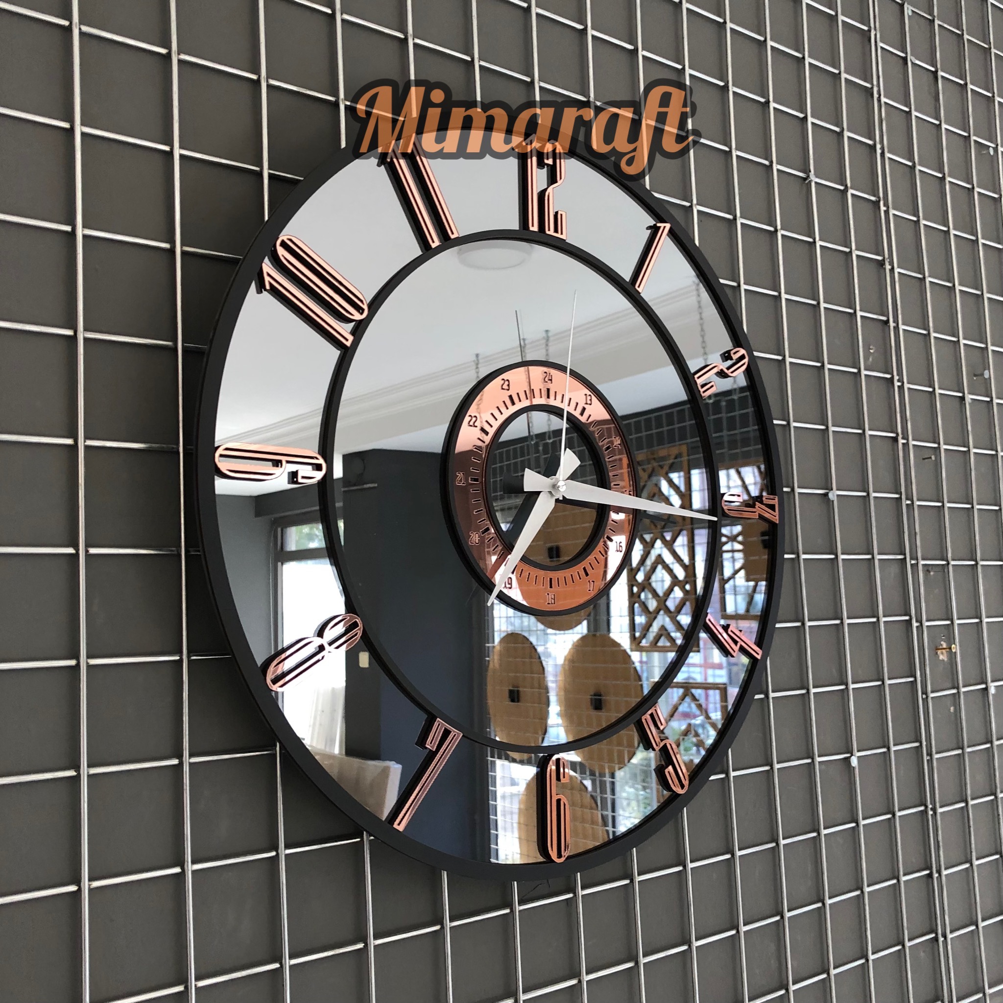 Aynalı Duvar Saati (Rose)