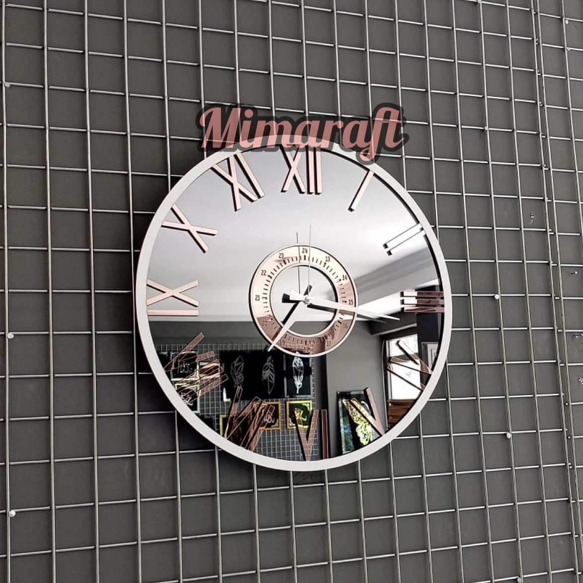 Aynalı Duvar Saati 