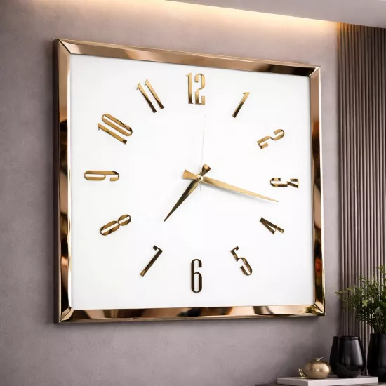 Aynalı Duvar Saati (Gold)